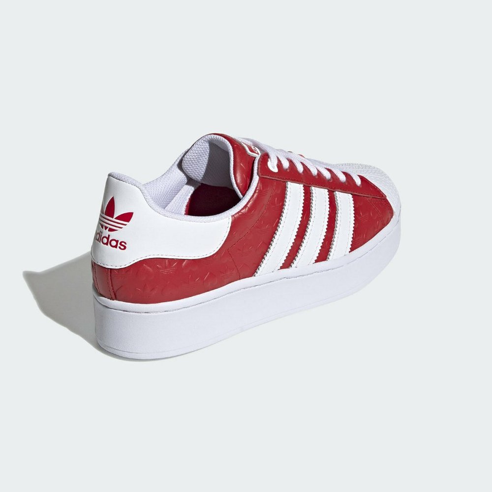 Adidas FZ1836 Women's Red Leather Lace Up Closed Toe Low Top Sneaker Shoes D234
